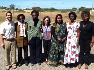 Elie Lehman and Anya Manning, first and fourth from the left, with members of Il’laramatak Community Concerns.